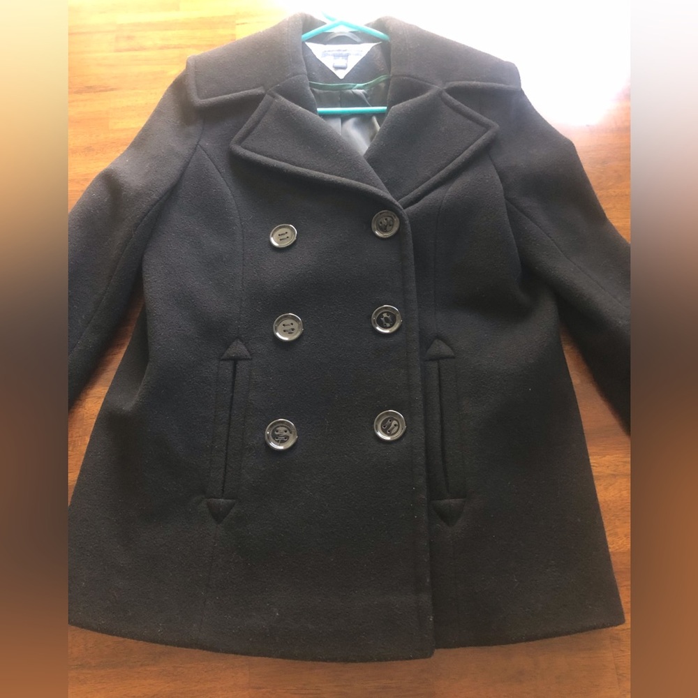 Tommy Hilfiger Double-Breasted Short Black Peacoat – Size 4